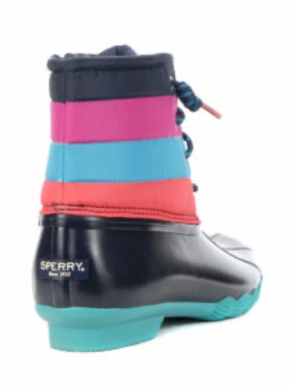 NWT SPERRY TOP-SIDER Size 1 SALTWATER NAVY/MULTICOLOR DUCK BOOTS